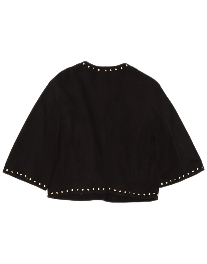 Tenax Womens 3/4 Sleeve Suede Bolero Jacket IT 44 Medium Black Leather