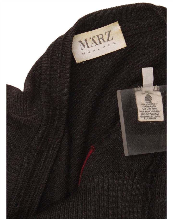 Suéter cardigã masculino Marz grande cinza geométrico de lã nova