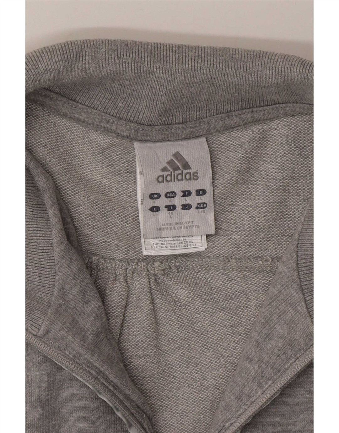 Adidas Womens Tracksuit Top Jacket UK 16 Large Grey Cotton