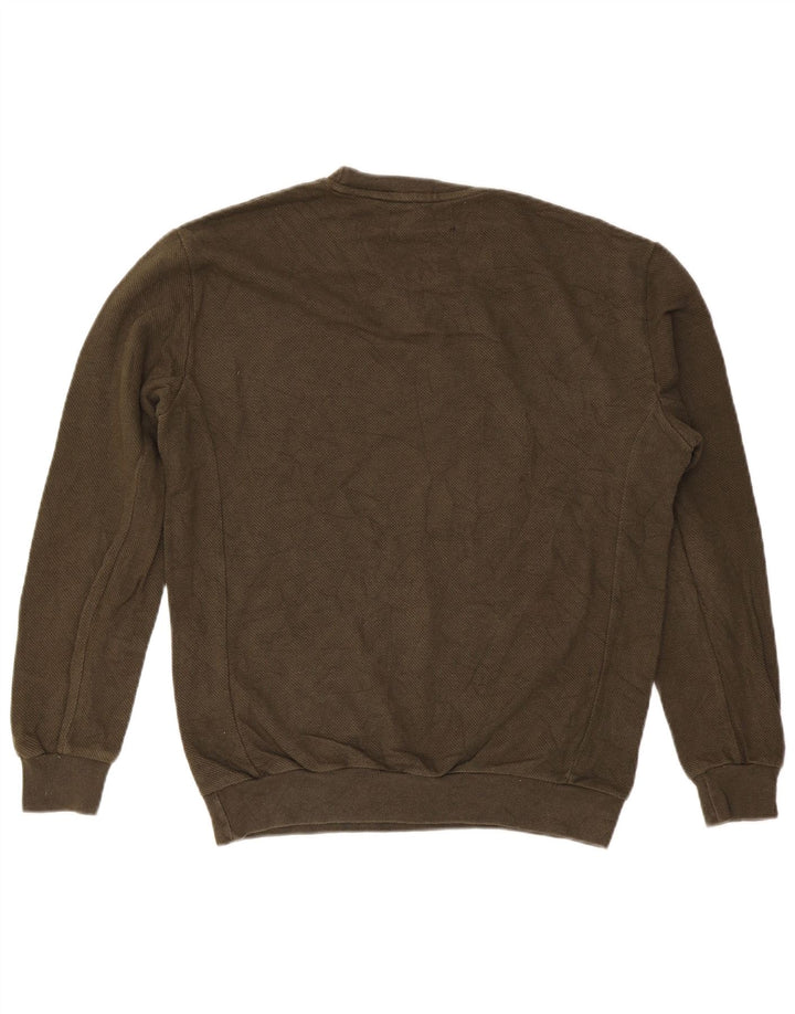 Zara Mens Crew Neck Jumper Sweater Medium Khaki Cotton