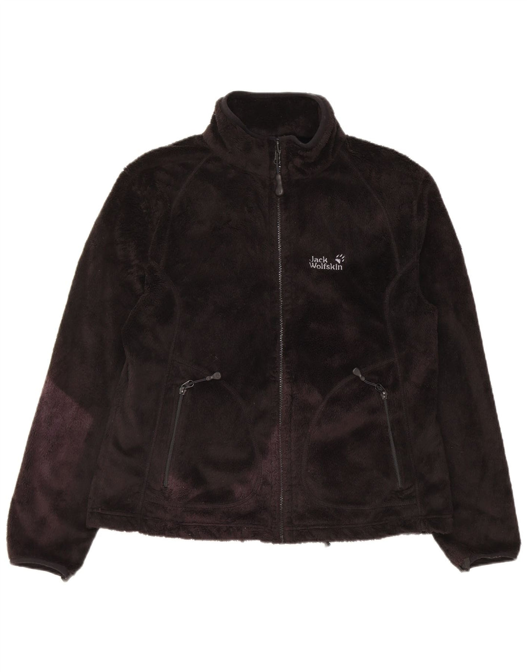 Giacca in pile foderata da donna Jack Wolfskin UK 16 grande poliestere nero