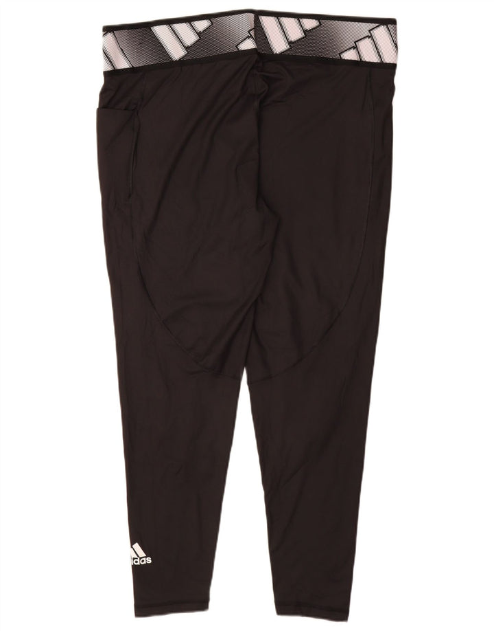 Adidas Womens Graphic Leggings UK 24/26 2XL  Black Polyester