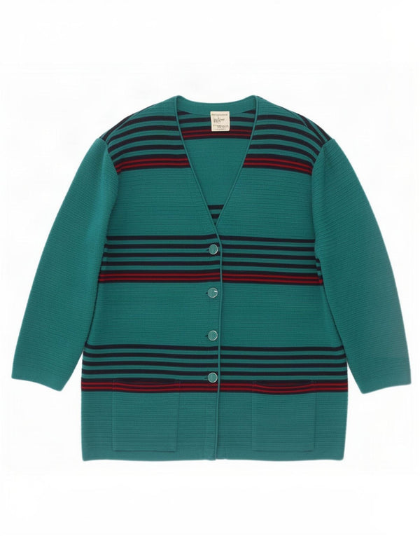 Vintage Womens Cardigan Sweater UK 22 3XL Blue Striped