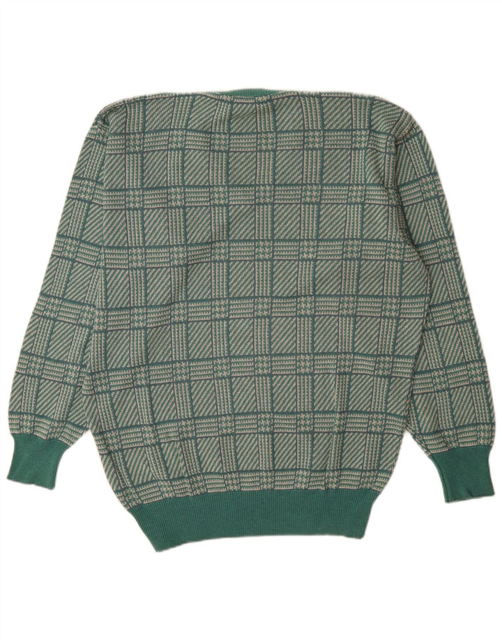 St. Andrews Herre V-hals trøje Sweater Large Green Houndstooth