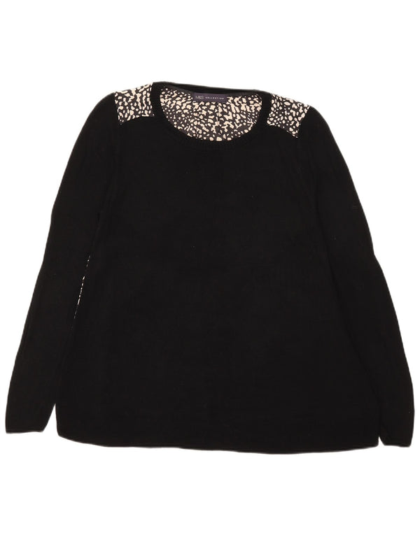 Marks & Spencer Damen Top Langarm UK 12 Medium Schwarz Animal Print