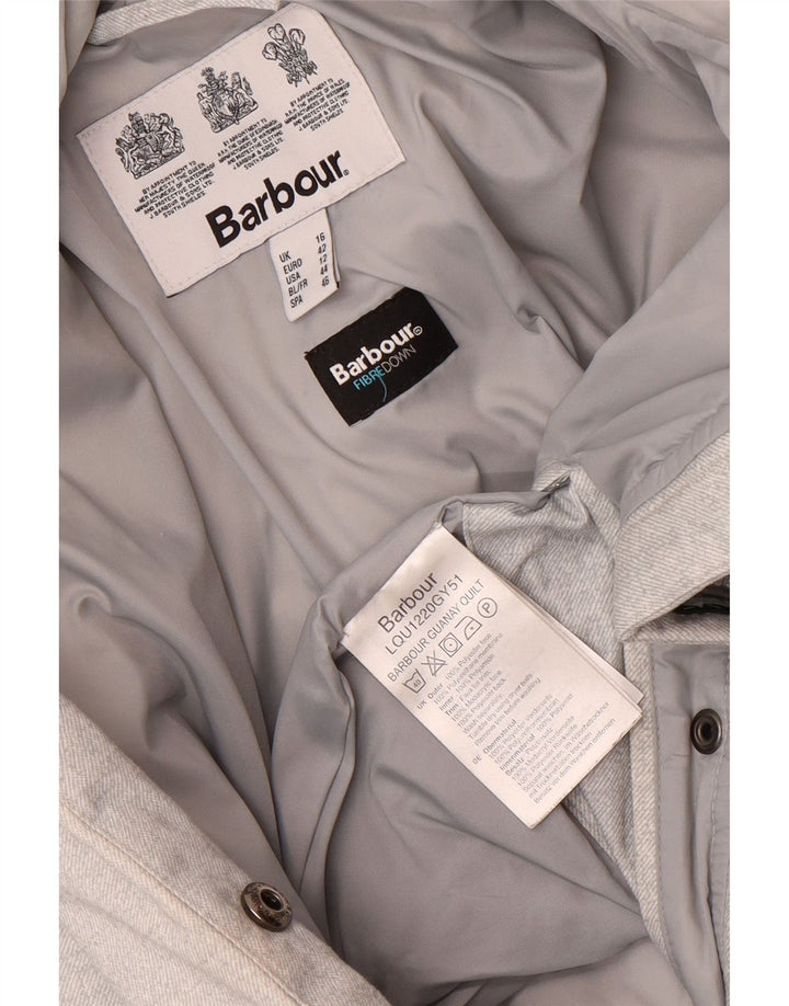 Barbour Womens Hooded Padded Coat UK 16 Large Grey Polyester