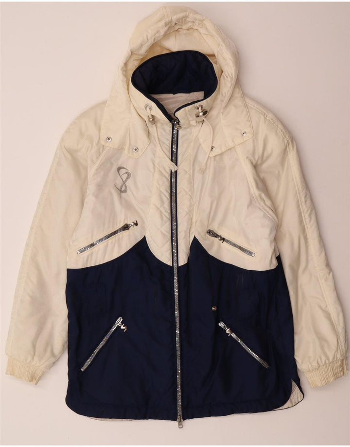 SPORTALM Womens Oversized Graphic Windbreaker Coat EU 38 Medium Off White