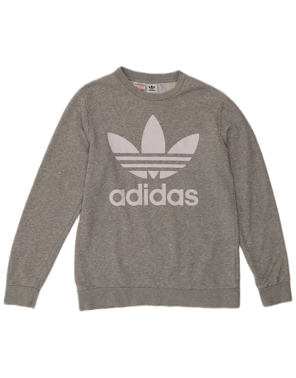 Felpa grafica Adidas per ragazze 15-16 anni in cotone grigio screziato