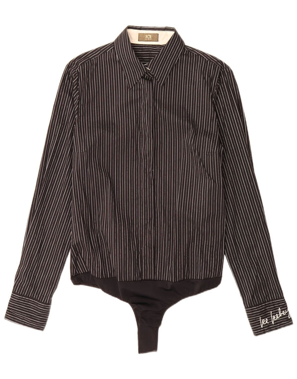 Body camicia a maniche lunghe da donna Iceberg IT 46 grande gessato nero