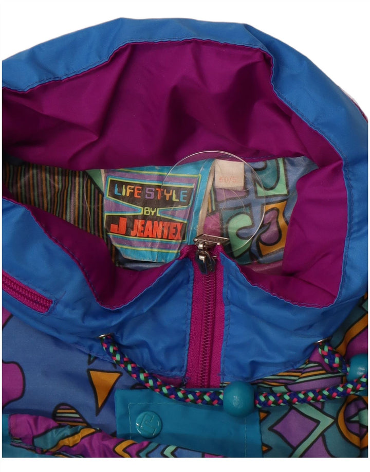J Jeantex Mens Abstract Pattern Rain Jacket IT 50/52 XL Blue Colourblock