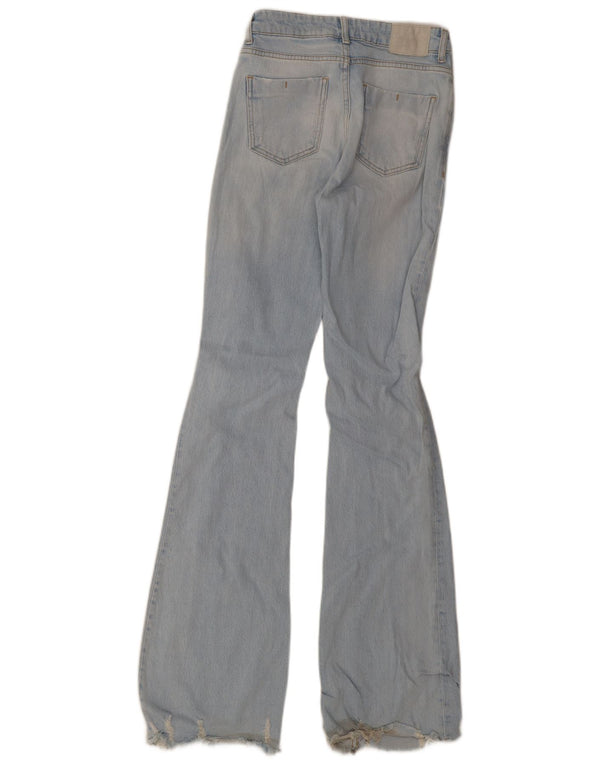 Zara Womens Tall Distressed Flared Jeans EU 34 2XS W24 L36 Blå