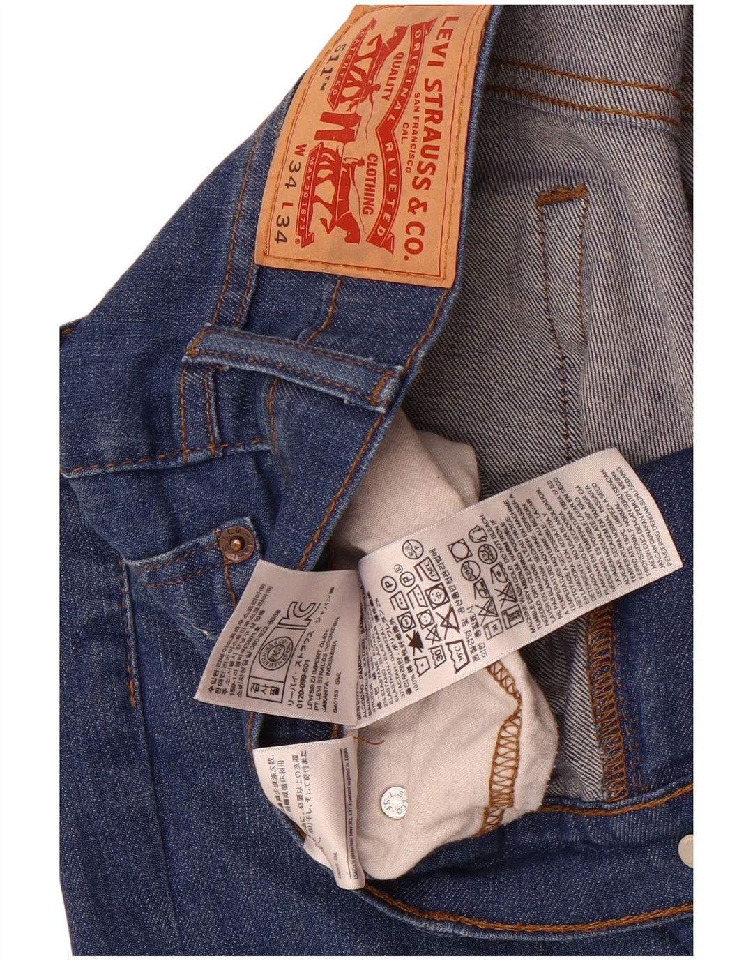 Levi's Herre 511 Slim Jeans 34 L34 Blå Bomuld