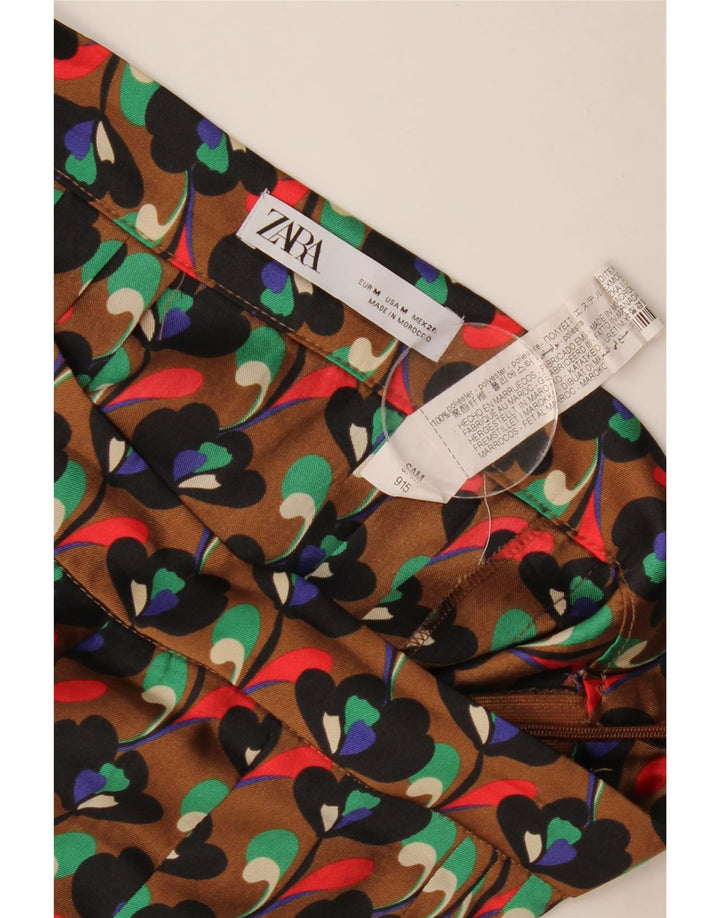 Zara plisseret nederdel til kvinder Medium W28 Brun blomsterpolyester
