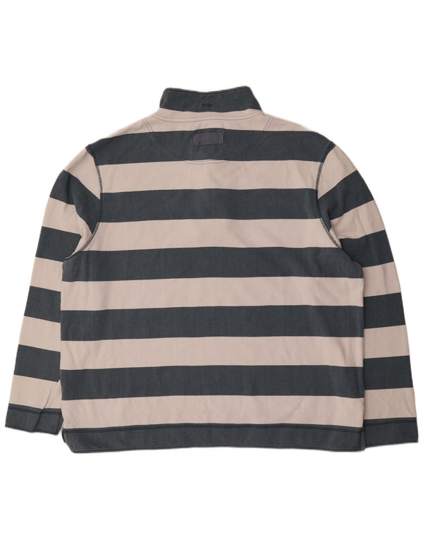 Weird Fish Herren-Sweatshirt mit Reißverschluss am Hals, 4XL, blau gestreift, Baumwolle