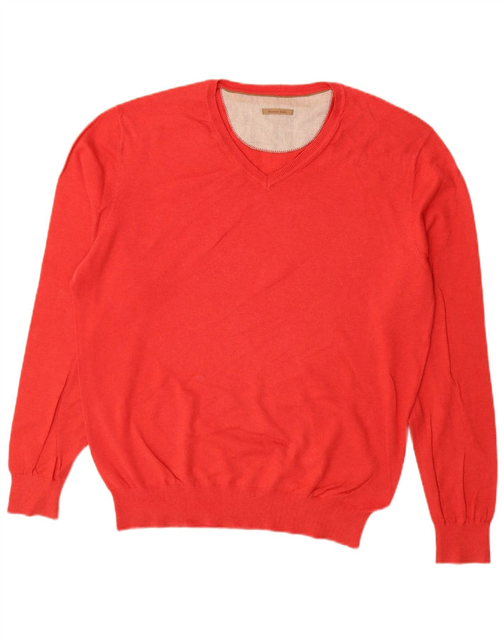 MASSIMO DUTTI Herre V-hals sweater Stor rød kashmir