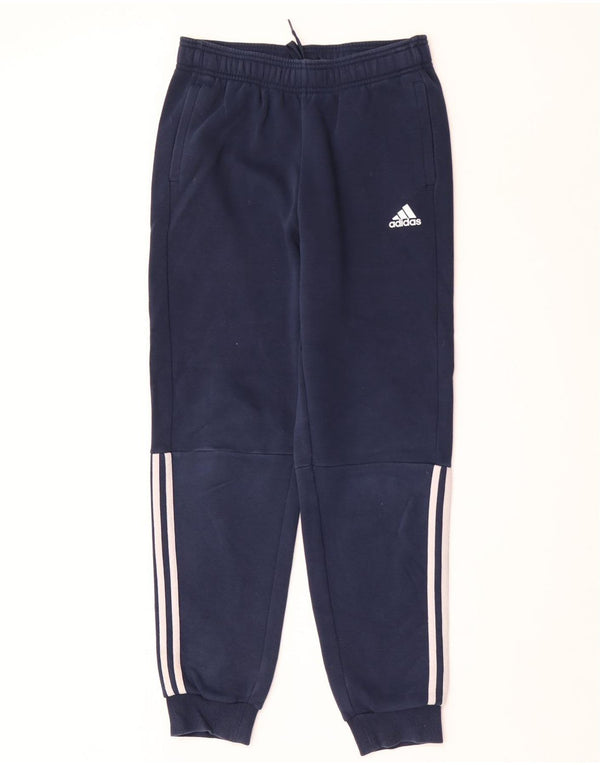 Adidas meninos calças de treino joggers 13-14 anos azul marinho algodão