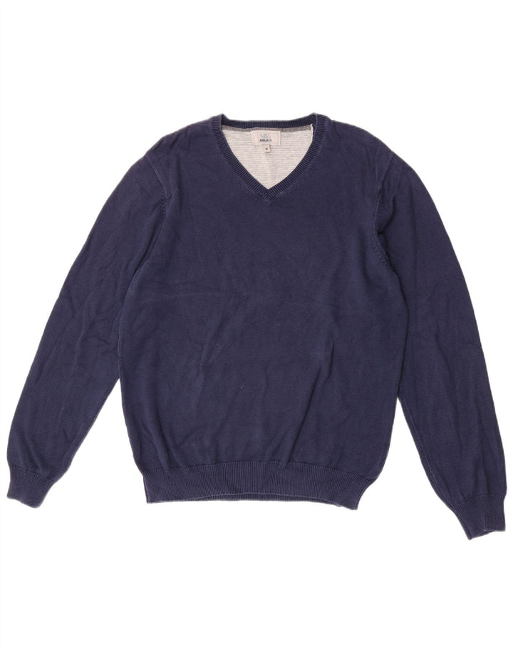 Marks & Spencer Mens Regular Fit V-Neck Jumper Sweater Medium Navy Blue