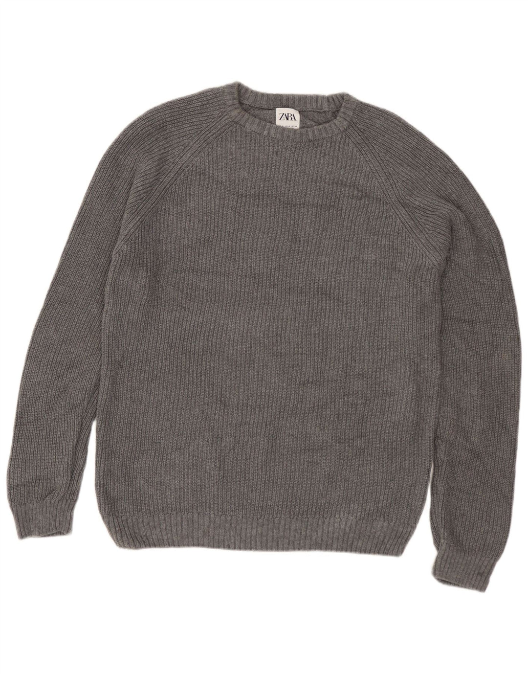 Maglione Zara da uomo con scollo a barca in cotone grigio medio