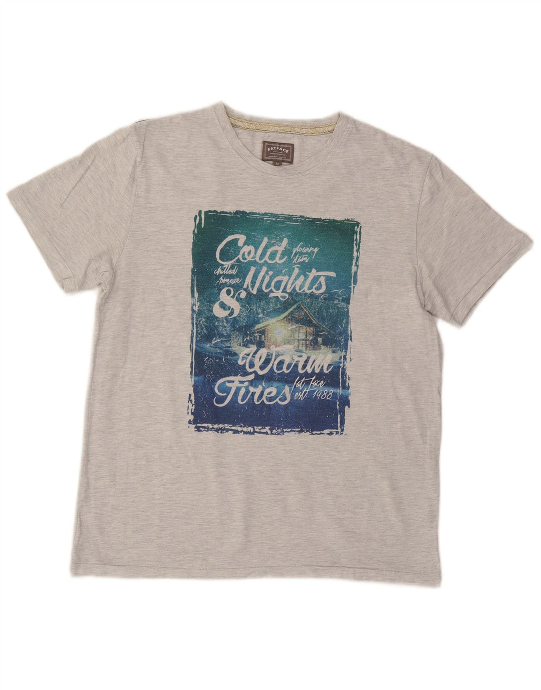 Fat Face Herren-T-Shirt mit Grafik, mittelgraue Baumwolle