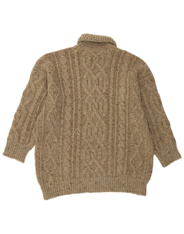 Blues Club Mens Roll Neck Jumper Sweater Large Beige Wool