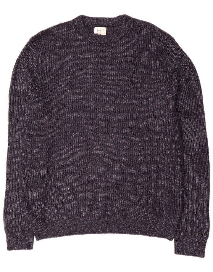 Marks & Spencer Herre sweater med rund hals, medium marineblå flækket