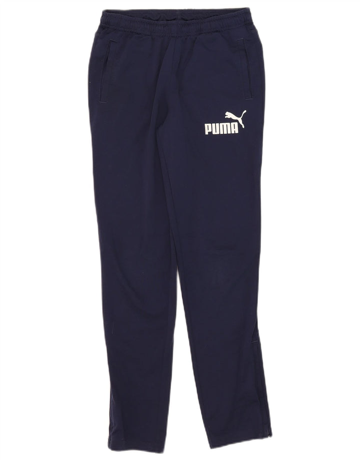 Puma Boys Graphic Tracksuit Trousers 11-12 Years Navy Blue Polyester