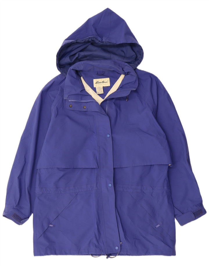 EDDIE BAUER Womens Hooded Windbreaker Coat UK 20 2XL Blue Polyester