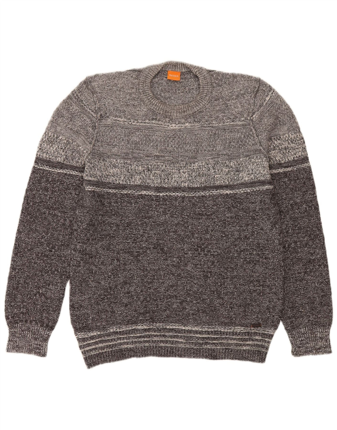 Hugo Boss Mens Crew Neck Jumper Sweater Large Grey Cotton