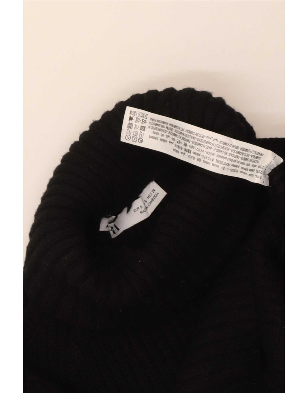 Zara Womens Crop Oversized Roll Neck Jumper Sweater UK 10 Small Black