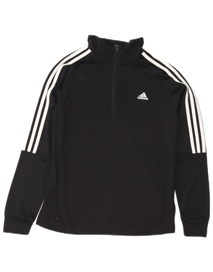 Adidas Boys Aeroready Zip Neck Pullover Tracksuit Top 13-14 Years Black