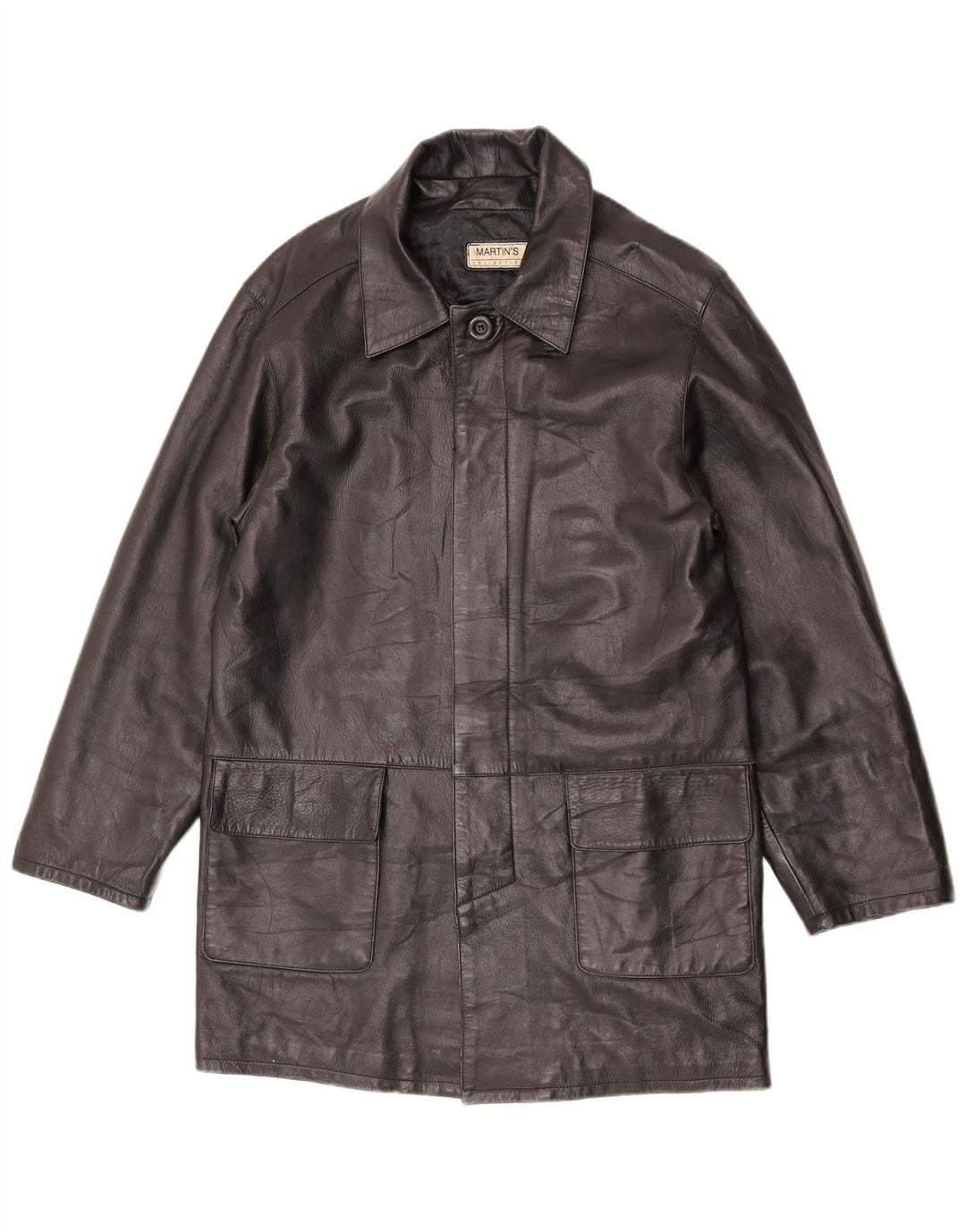 Martin's Abrigo de cuero para hombre IT 48 Cuero negro mediano