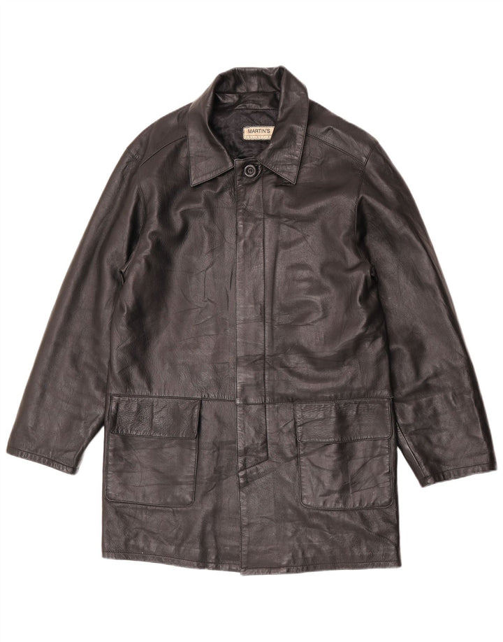 Martin's Abrigo de cuero para hombre IT 48 Cuero negro mediano