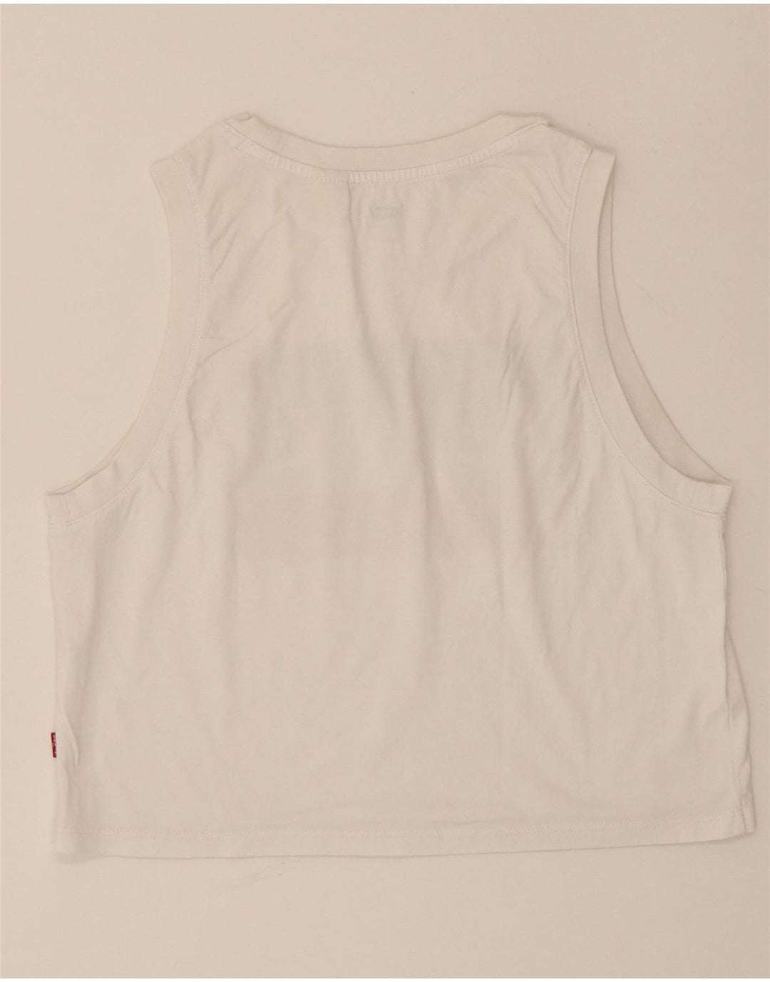 LEVI'S Womens Graphic Vest Top UK 10 Small White Vintage Levi's and Second-Hand Levi's from Messina Hembry 
