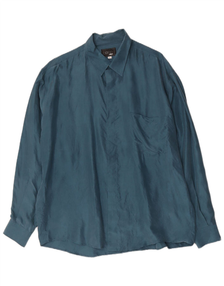 BOOGIE Mens Shirt XL Blue Silk