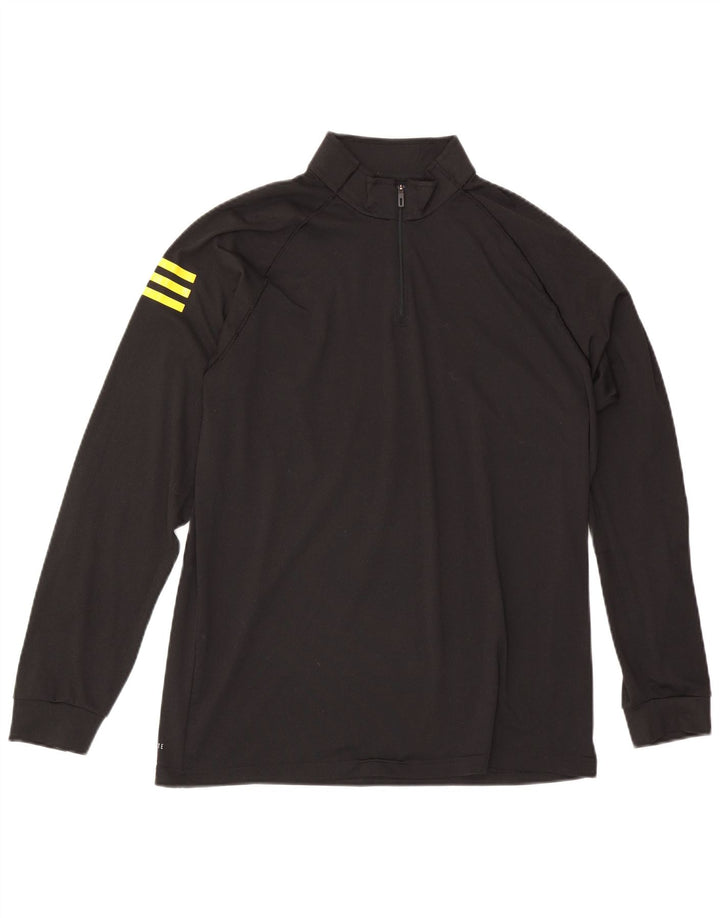 Adidas Herren Climalite Zip Neck Pullover Trainingsanzug Top Medium Schwarz
