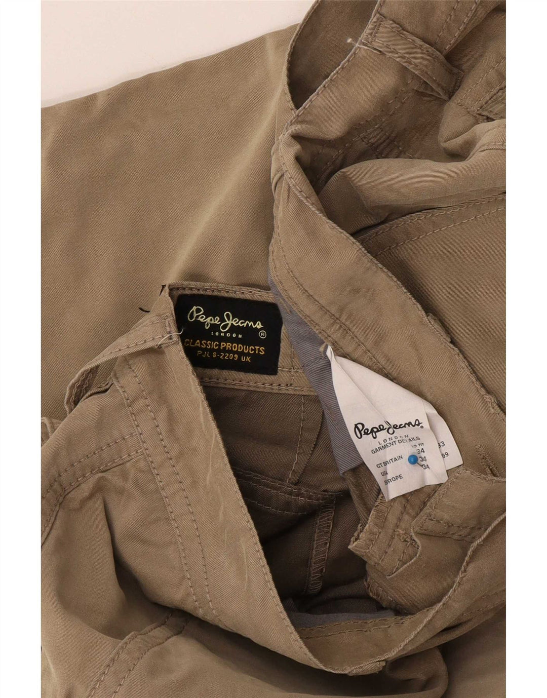 PEPE Jeans Mens Cargo Bermuda Shorts W34 Large Beige Cotton