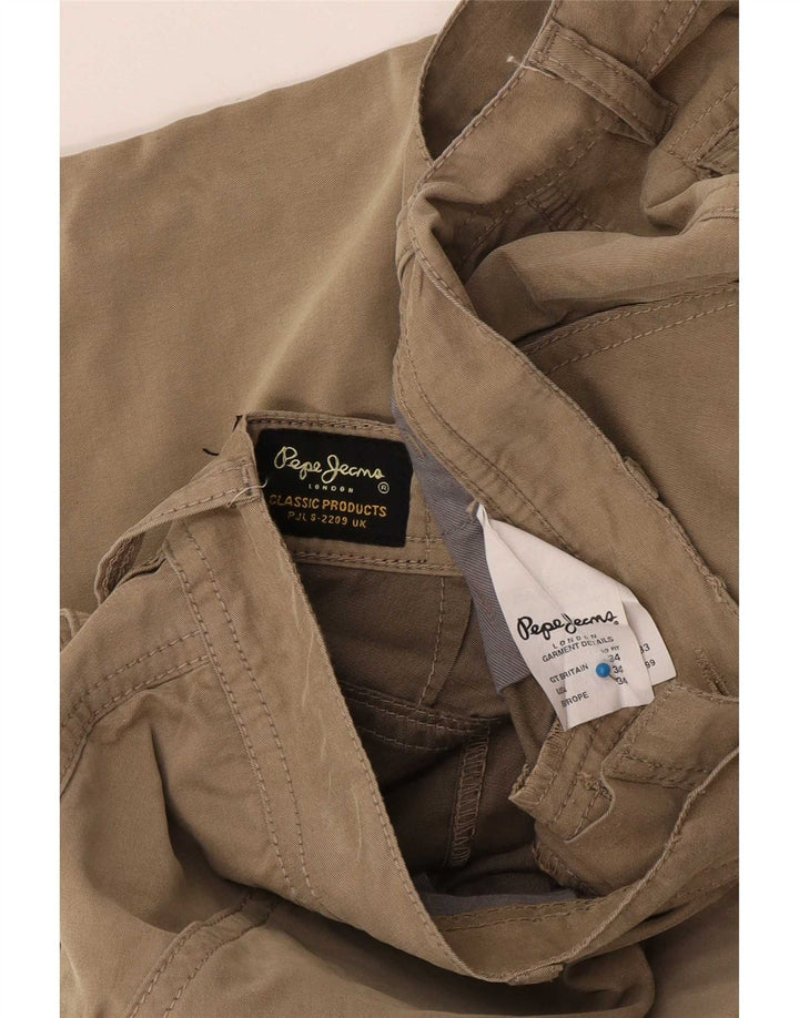 PEPE Jeans Mens Cargo Bermuda Shorts W34 Large Beige Cotton