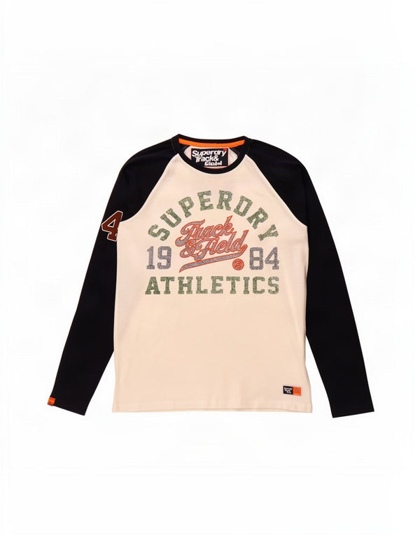 Superdry Herre grafisk top Langærmet lille hvid Colourblock Bomuld
