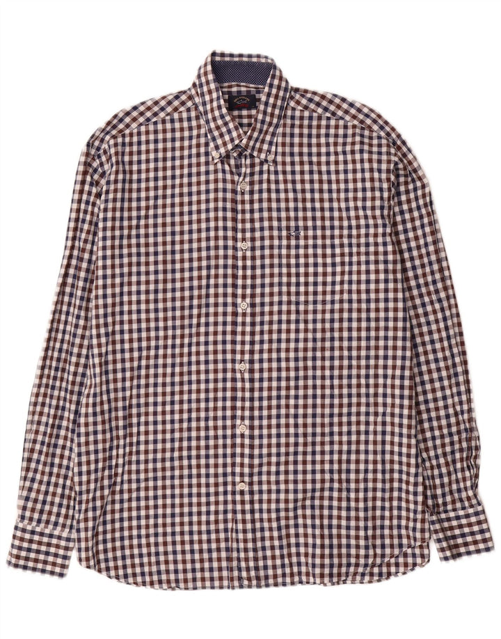 Paul & Shark Mens Yachting Shirt Size 43 Large Multicoloured Gingham Cotton