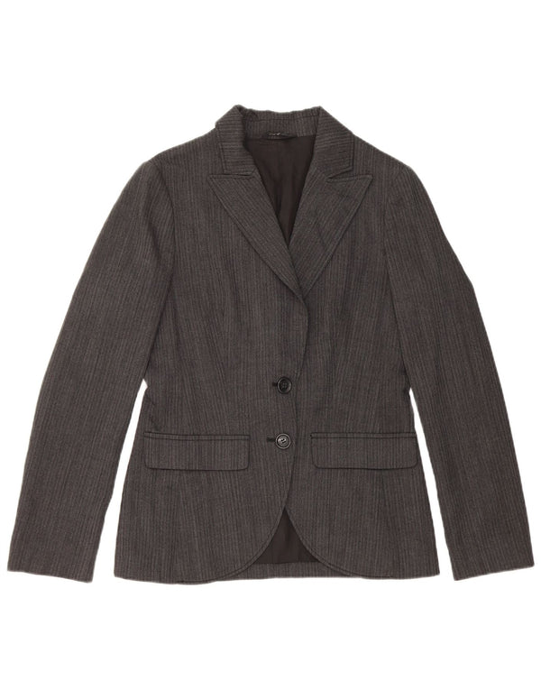 Giacca blazer vintage da donna a 2 bottoni IT 42 in lana grigio medio