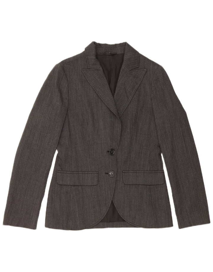 Giacca blazer vintage da donna a 2 bottoni IT 42 in lana grigio medio