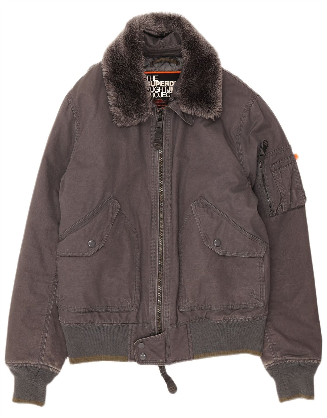 Superdry Womens Bomber Jacket UK 18 XL Grey Cotton