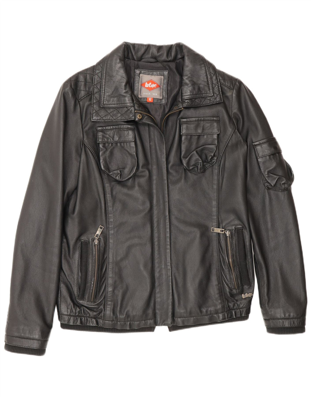 Lee Womens Cooper Leather Jacket UK 12 Medium Black