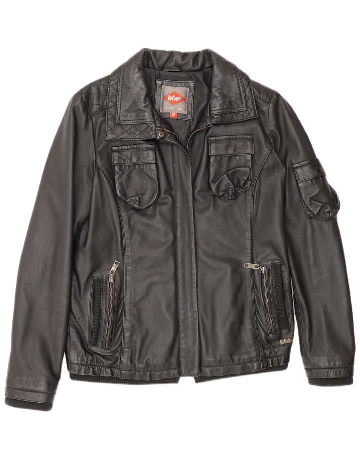 Lee Womens Cooper Leather Jacket UK 12 Medium Black