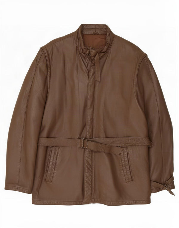 Jaqueta de couro masculina vintage UK 40 grande marrom