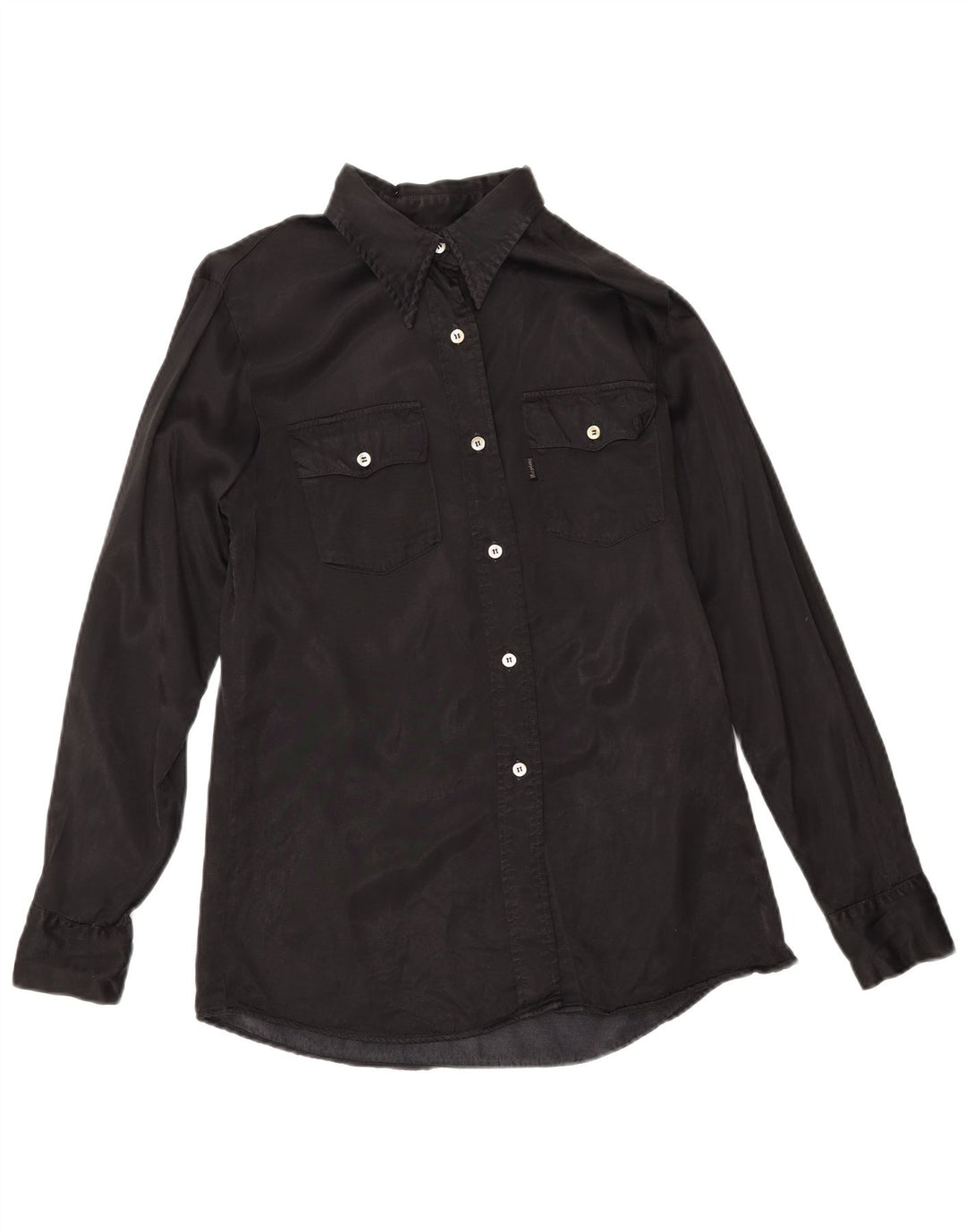 REPLAY Womens Shirt UK 14 Medium Black Viscose
