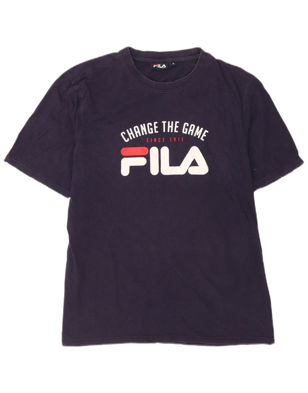 Męska koszulka z grafiką Fila Top XL, granatowa, bawełniana