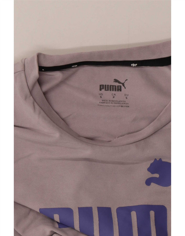 Puma Womens Crop Graphic T-Shirt Top UK 10 Small Grey