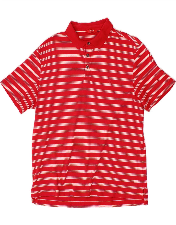 IZOD Mens Polo Shirt Medium Red Striped Vintage Izod and Second-Hand Izod from Messina Hembry 