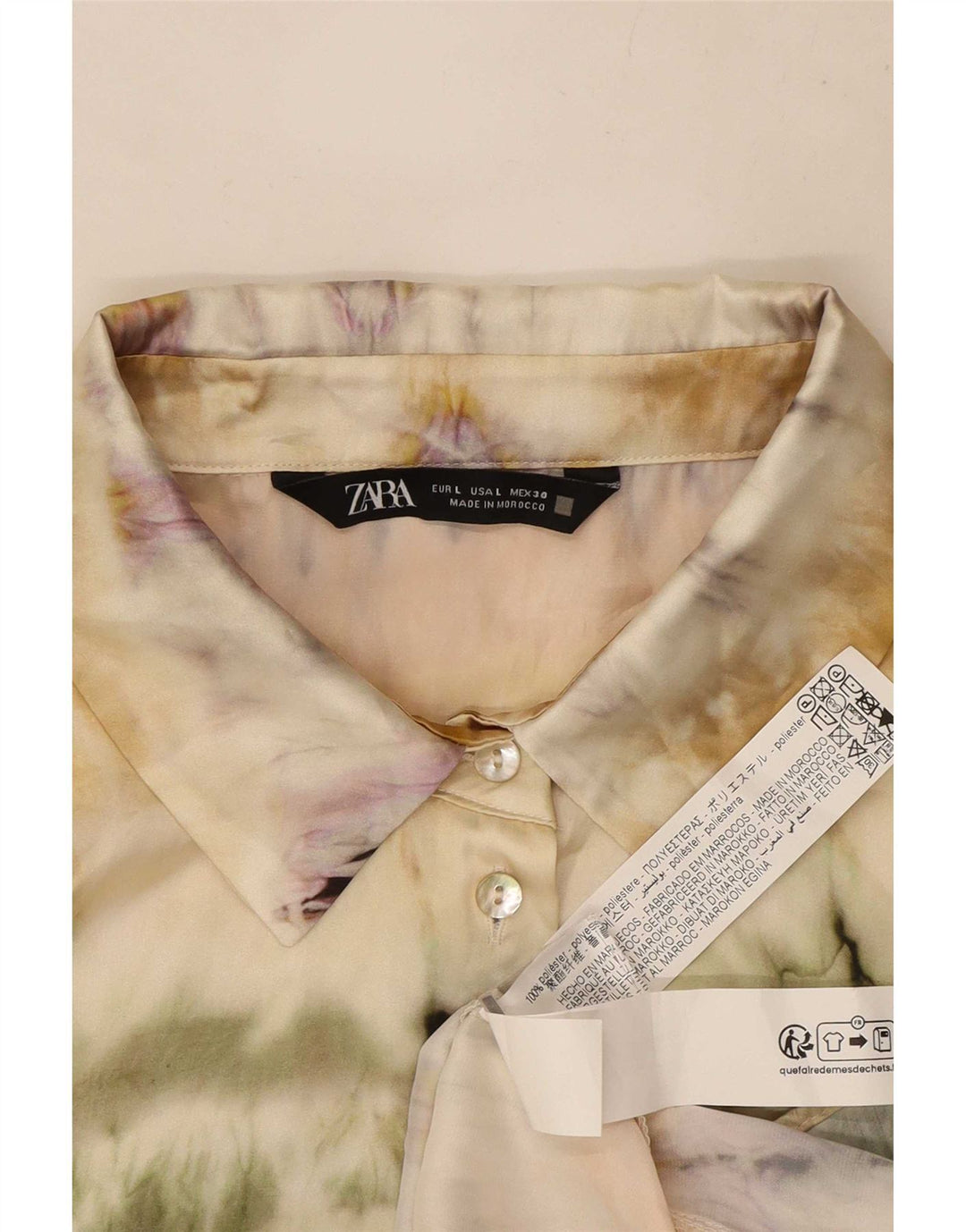 Zara Womens Shirt Blouse UK 16 Large Multicoloured Tie Dye Polyester